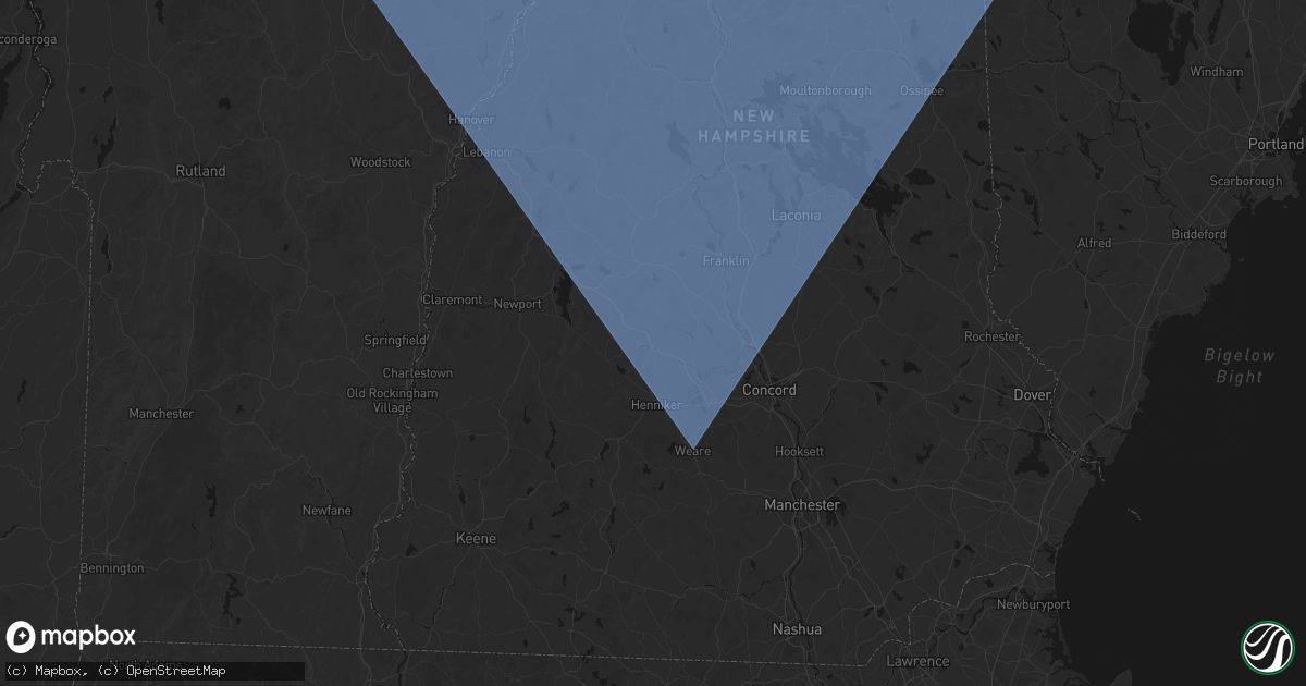 Hail map in Warner, NH on October 6, 2026