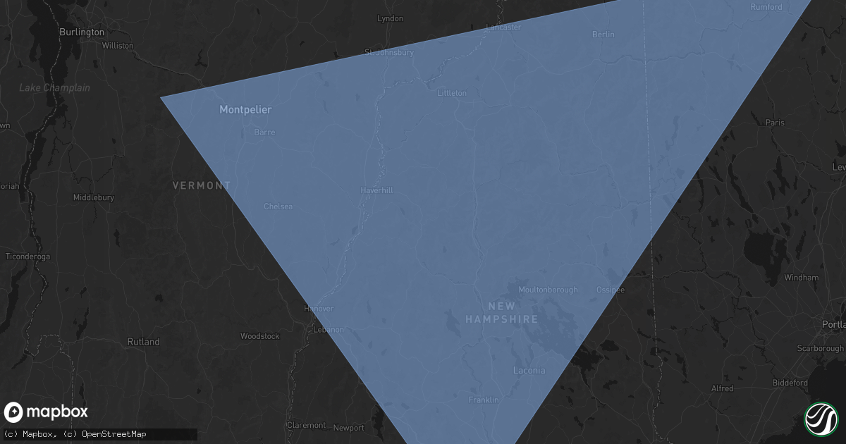 Hail map in Warren, NH on October 6, 2026