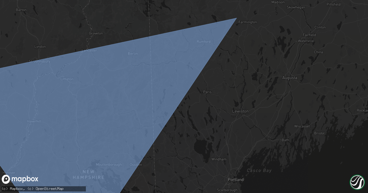 Hail map in Waterford, ME on October 6, 2026
