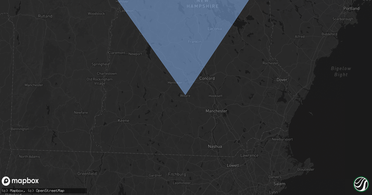 Hail map in Weare, NH on October 6, 2026