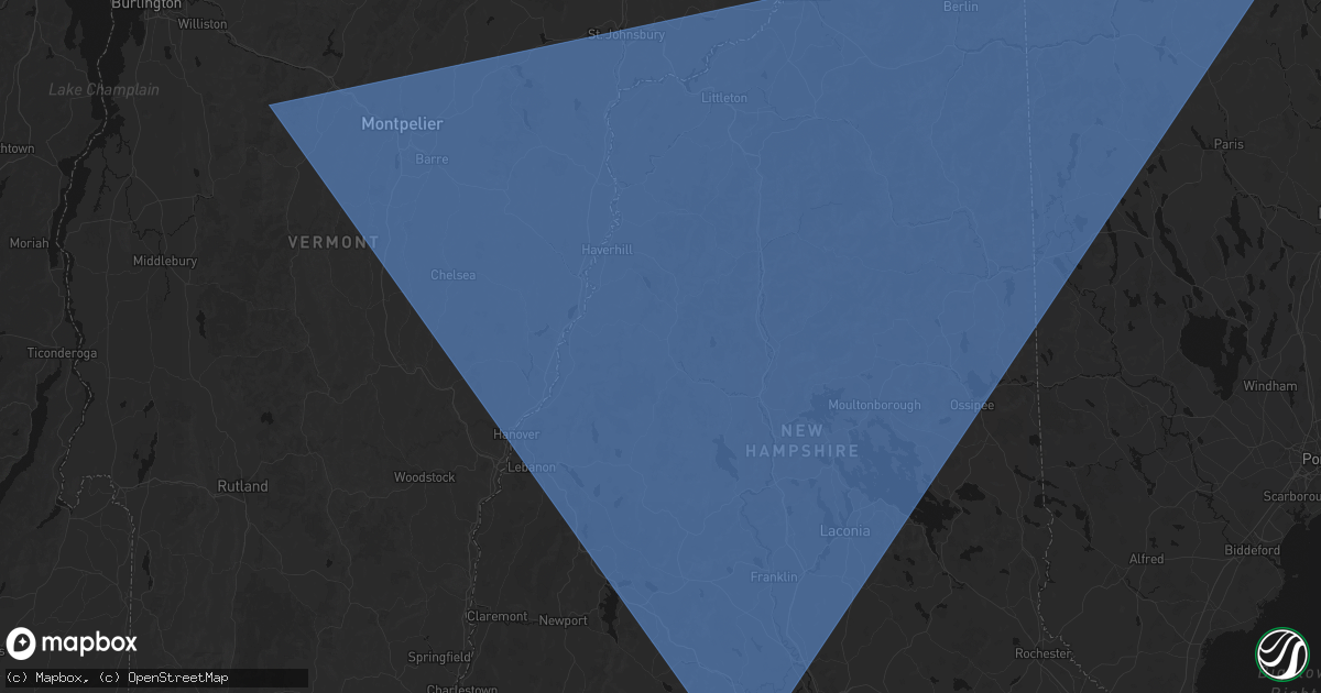 Hail map in Wentworth, NH on October 6, 2026