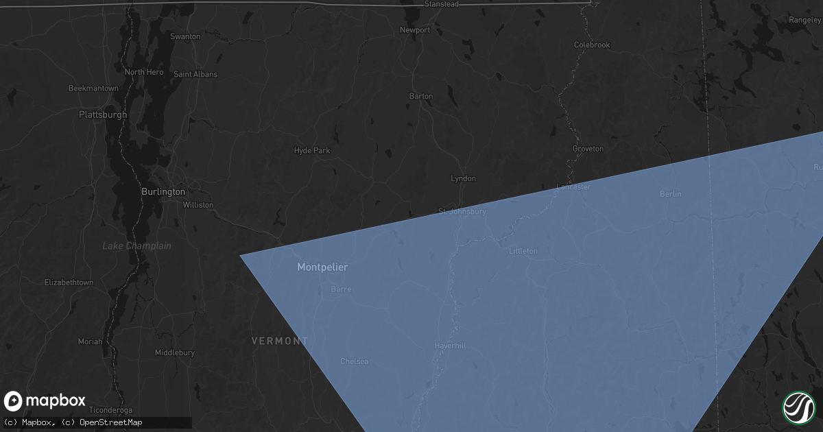Hail map in West Danville, VT on October 6, 2026