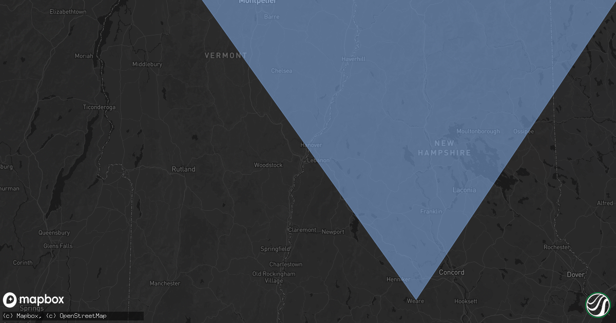 Hail map in West Lebanon, NH on October 6, 2026