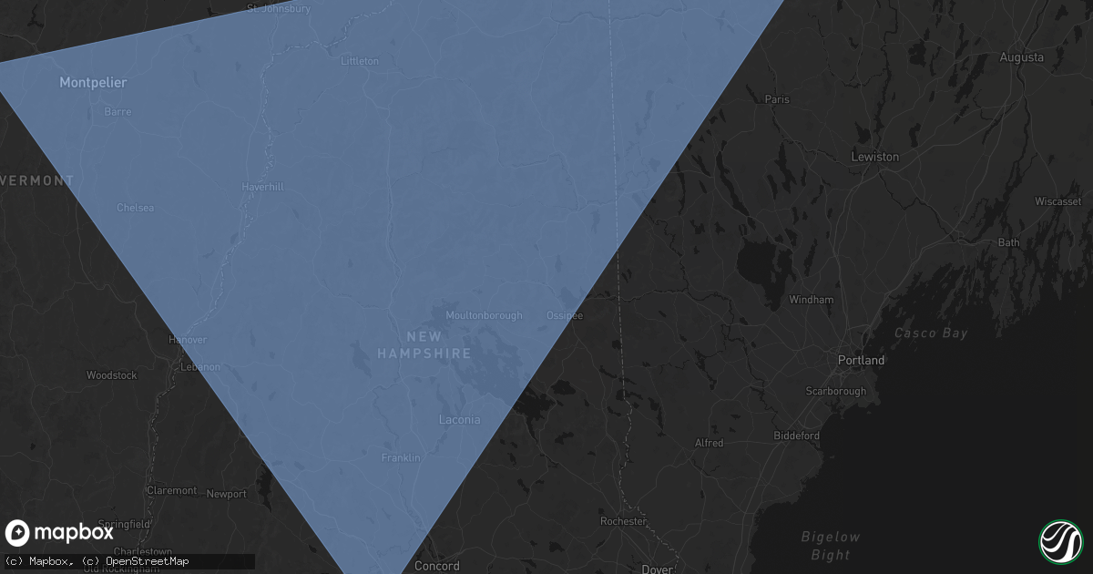 Hail map in West Ossipee, NH on October 6, 2026