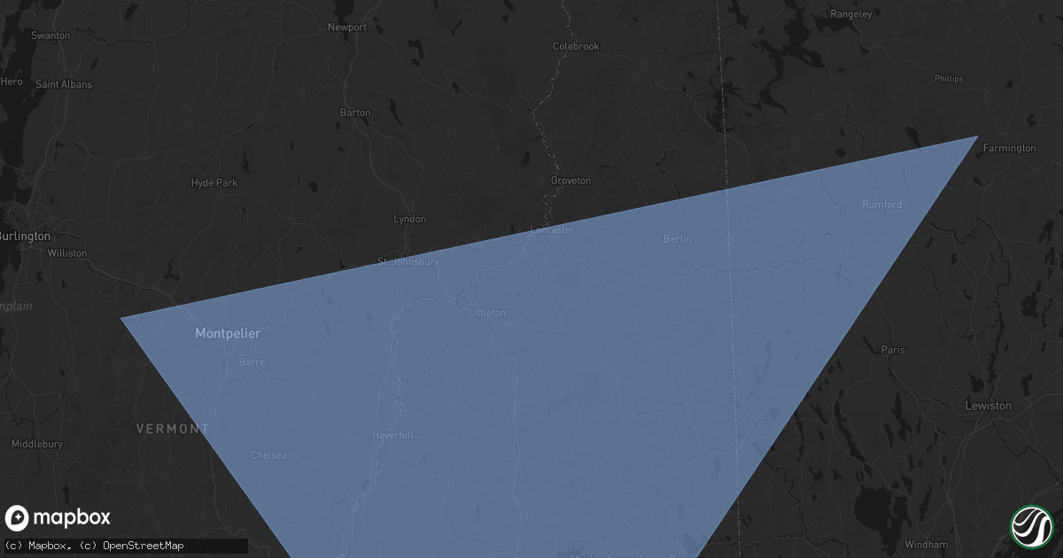 Hail map in Whitefield, NH on October 6, 2026