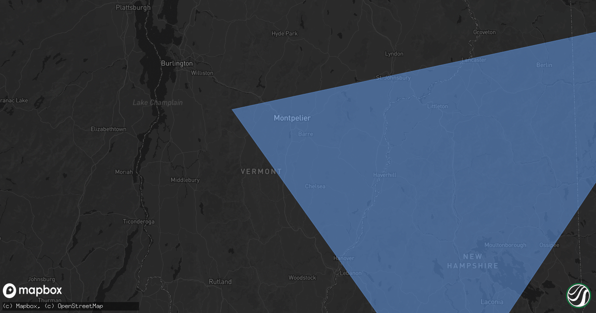 Hail map in Williamstown, VT on October 6, 2026