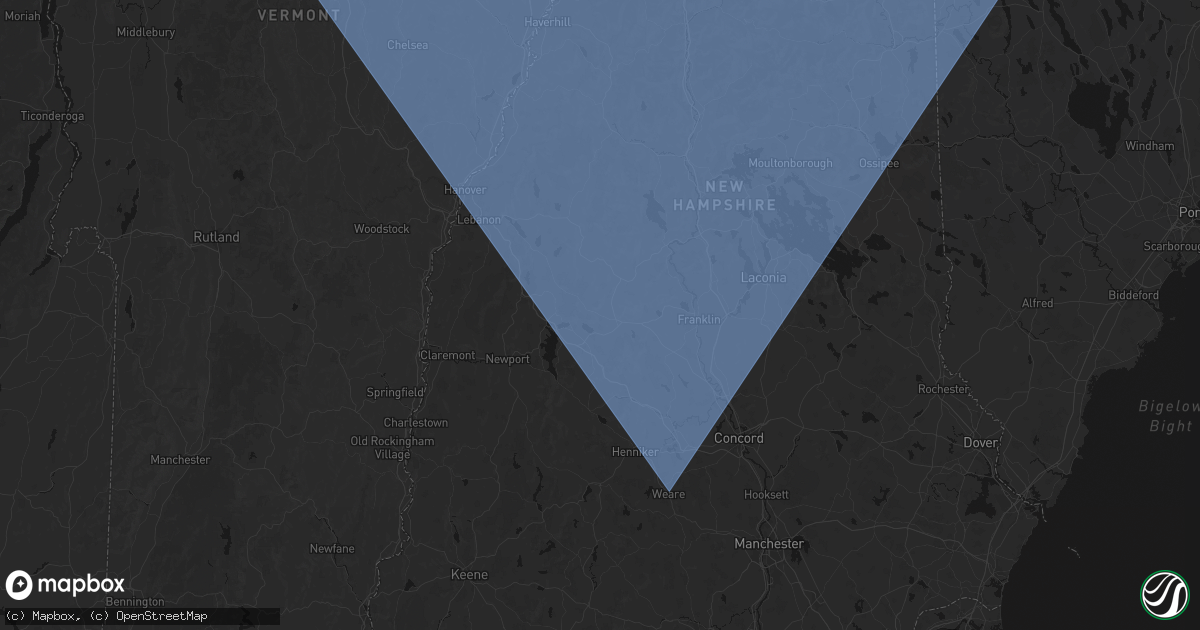 Hail map in Wilmot, NH on October 6, 2026