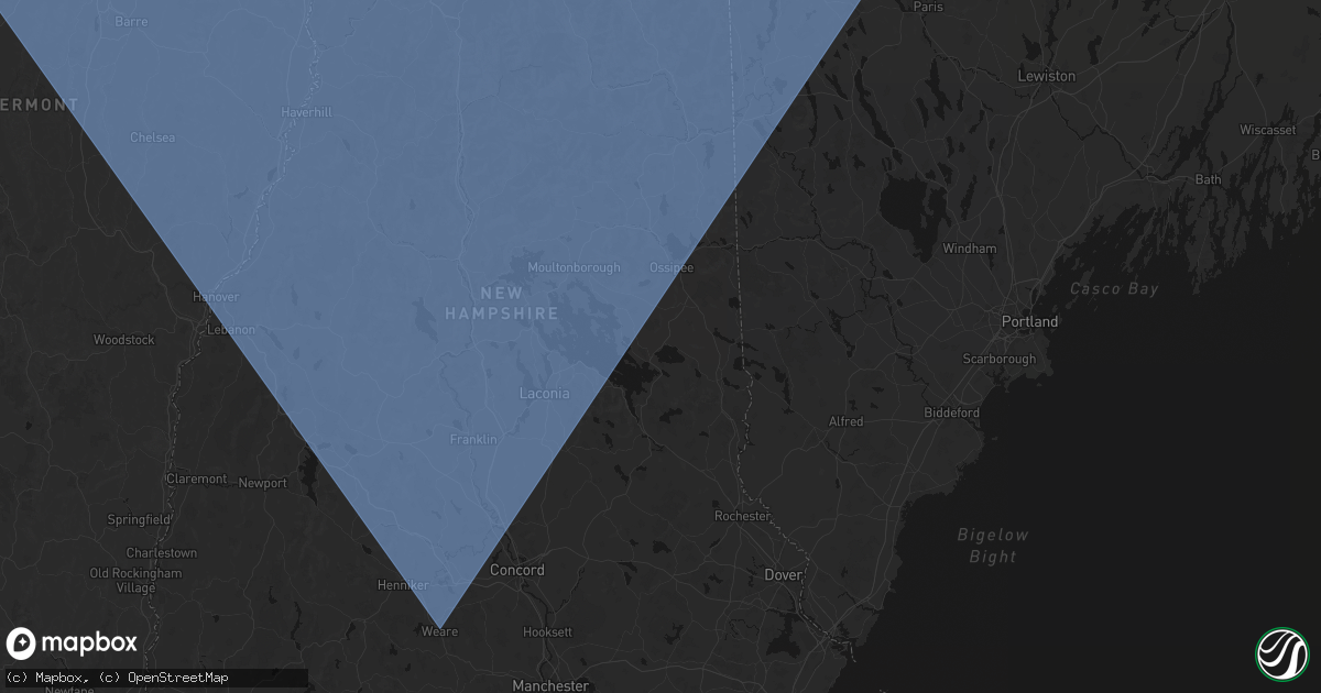 Hail map in Wolfeboro, NH on October 6, 2026