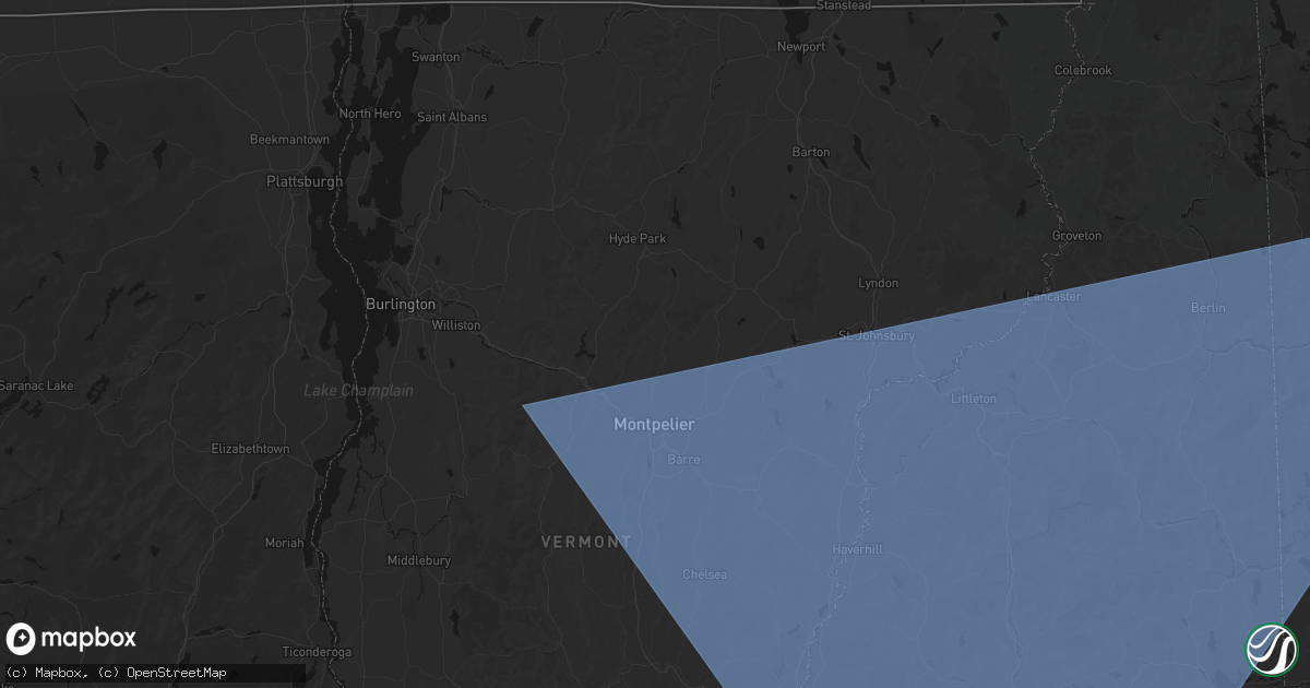Hail map in Worcester, VT on October 6, 2026
