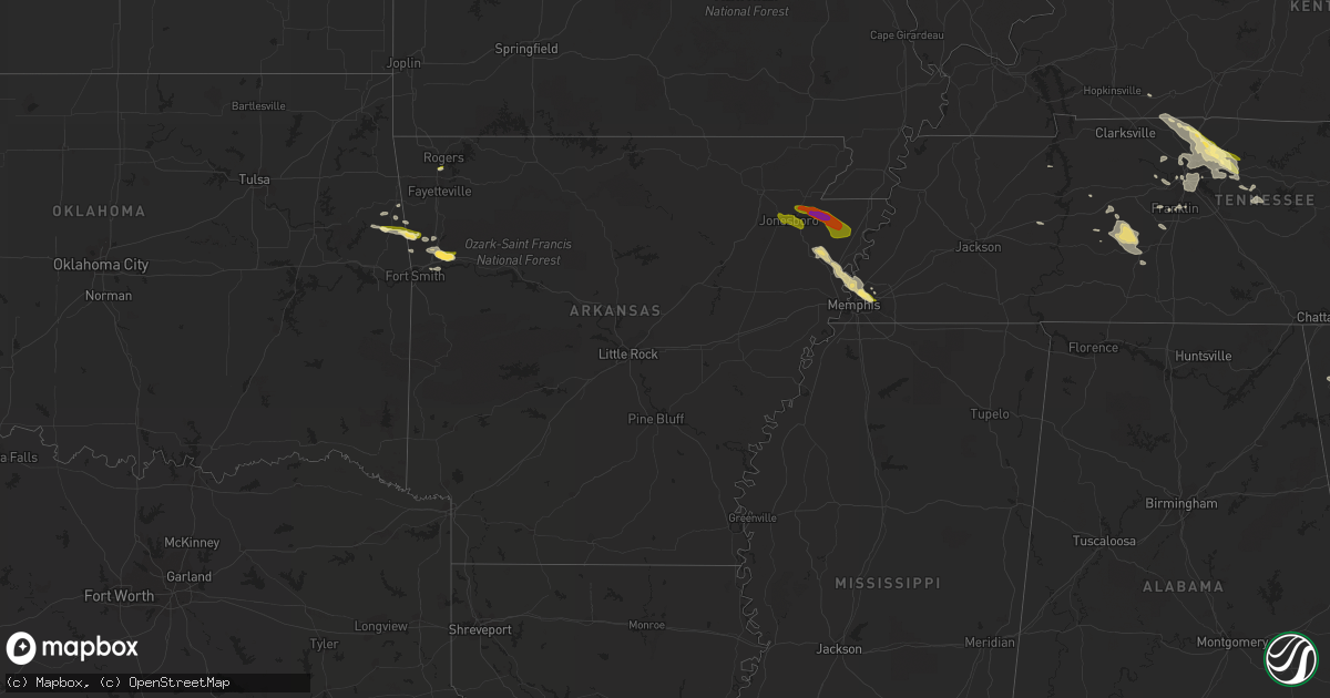 Hail map in Arkansas on October 7, 2014