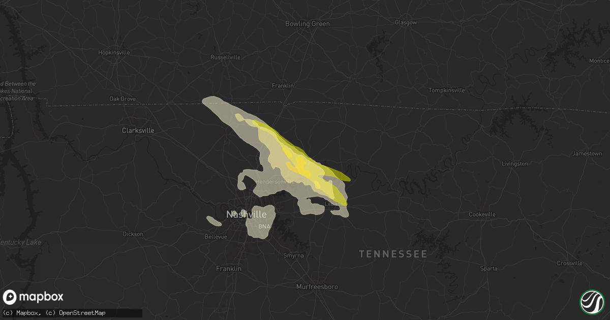Hail map in Gallatin, TN on October 7, 2014