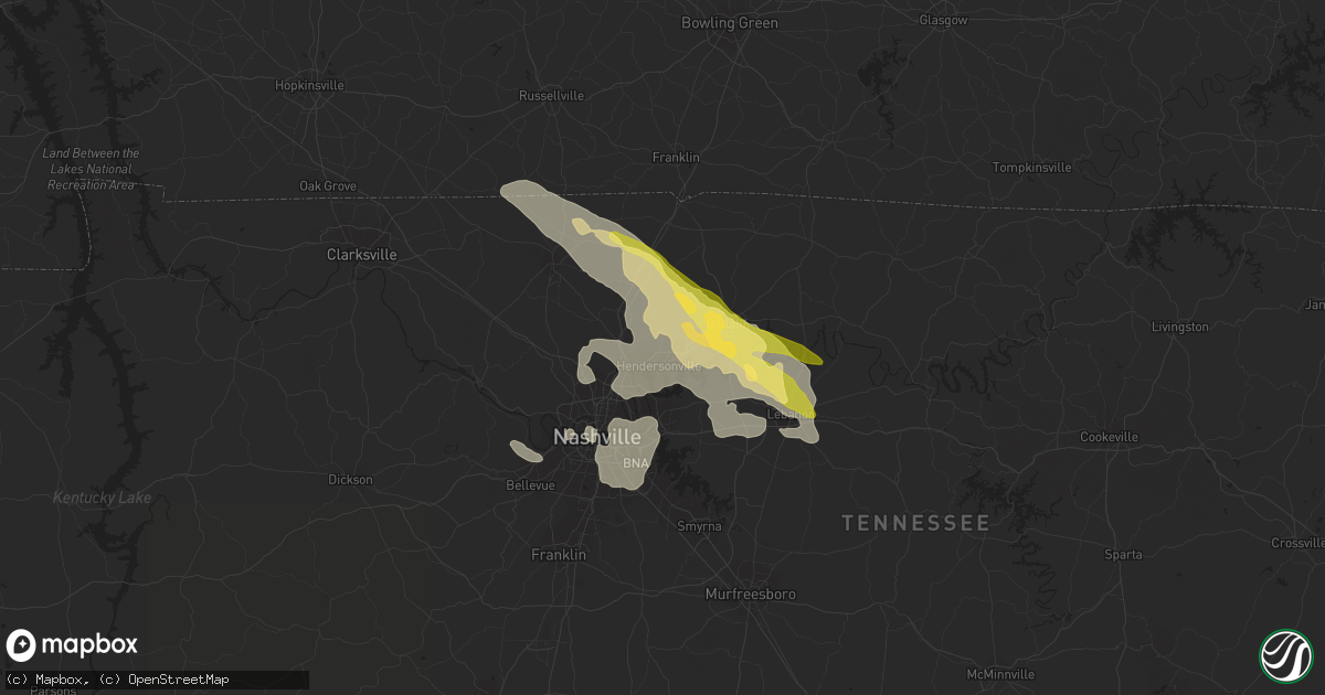 Hail map in Hendersonville, TN on October 7, 2014