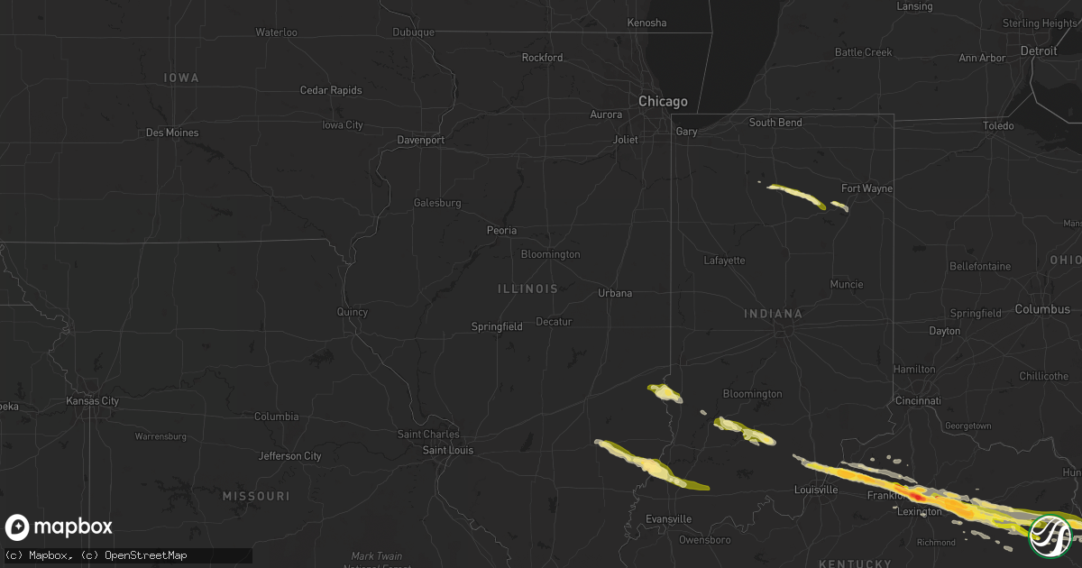 Hail map in Illinois on October 7, 2014