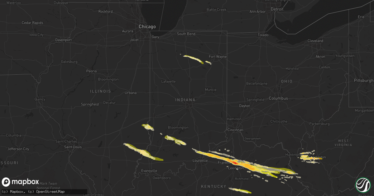Hail map in Indiana on October 7, 2014