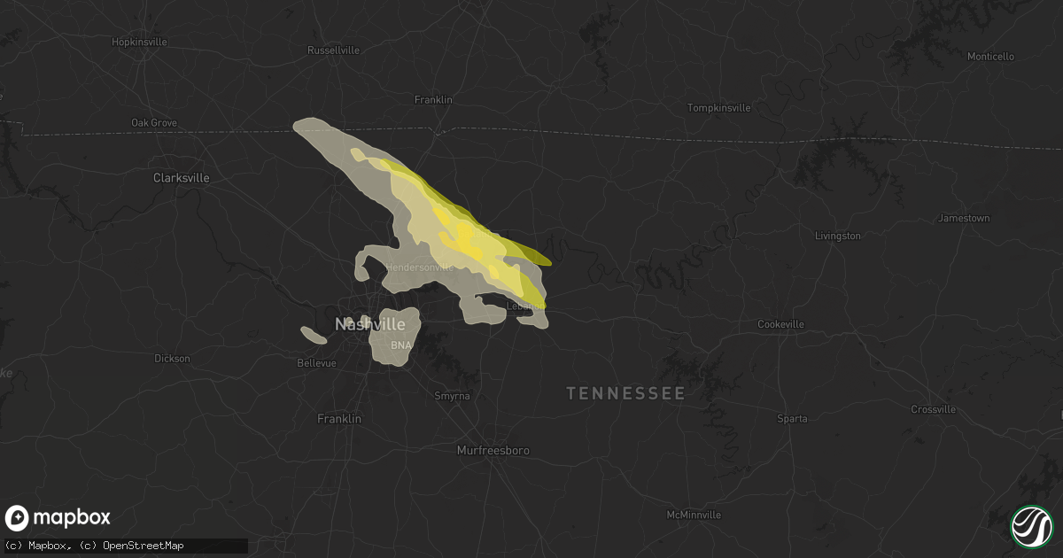 Hail map in Lebanon, TN on October 7, 2014