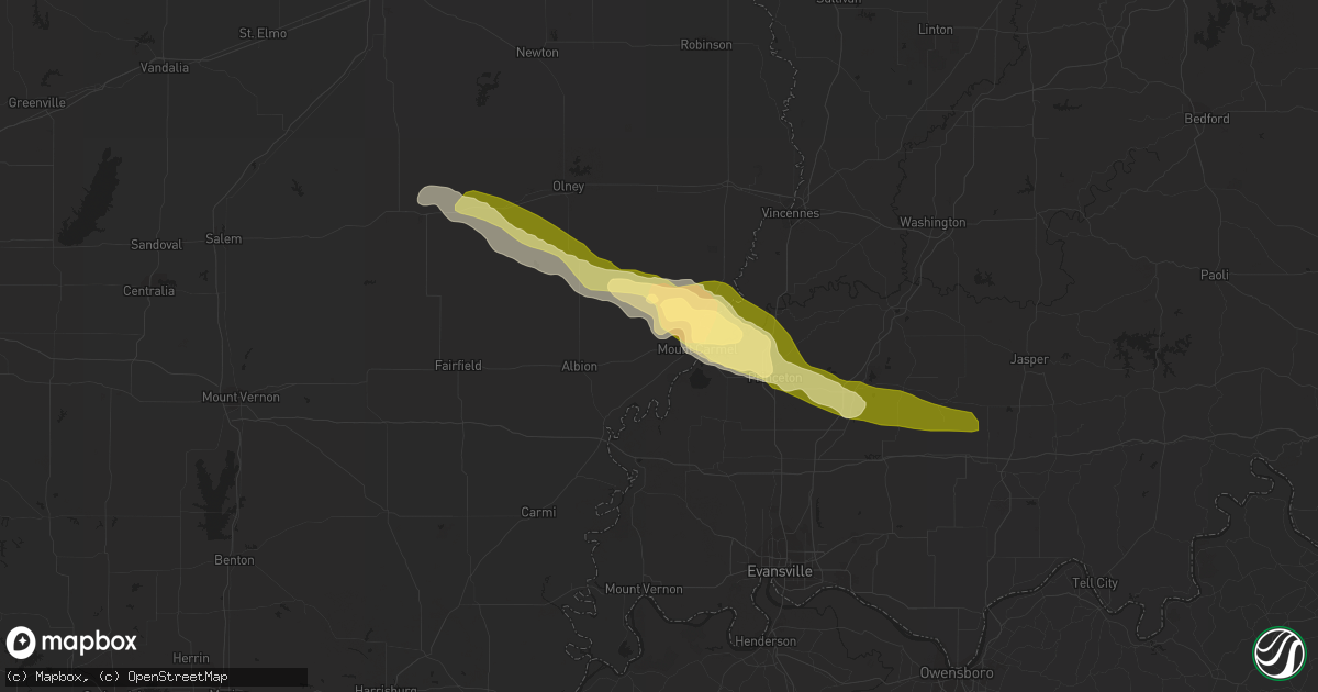Hail map in Mount Carmel, IL on October 7, 2014