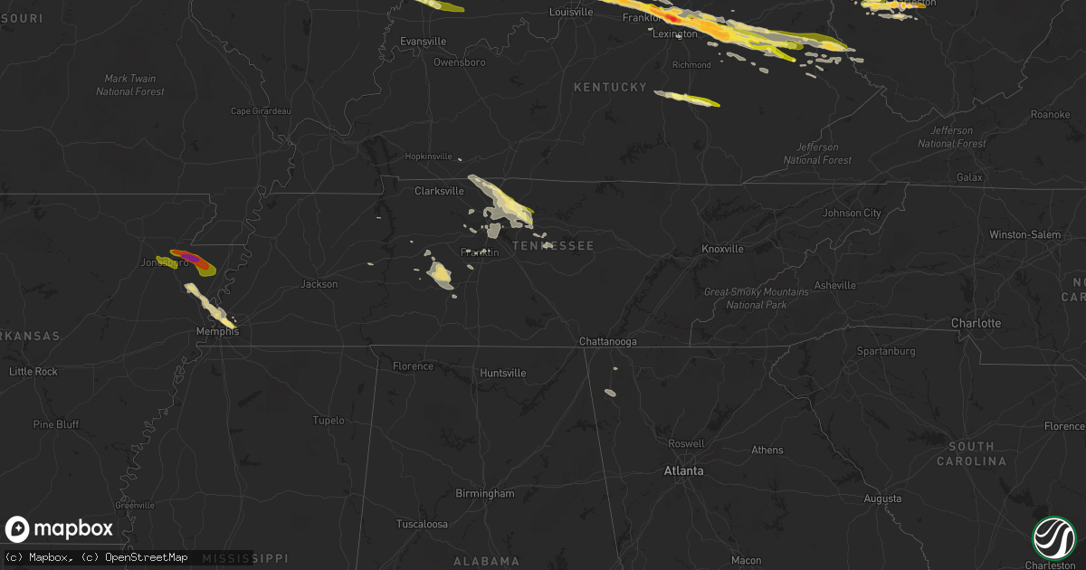 Hail map in Tennessee on October 7, 2014