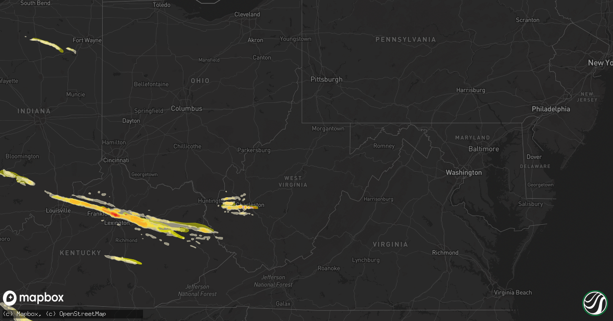 Hail map in West Virginia on October 7, 2014