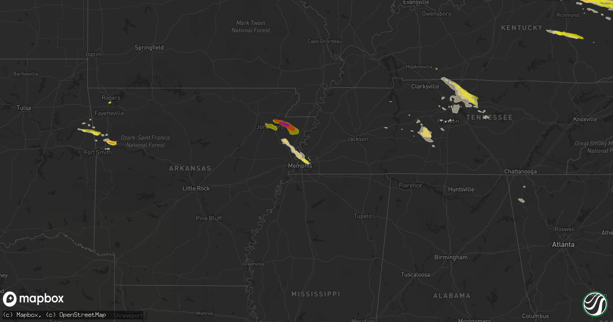 Hail map on October 7, 2014