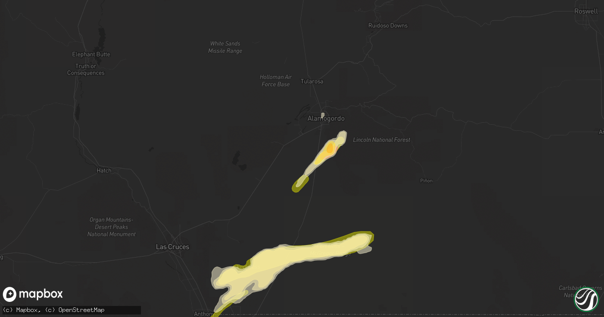 Hail map in Alamogordo, NM on October 7, 2015