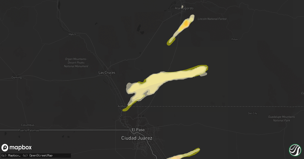 Hail map in Chaparral, NM on October 7, 2015
