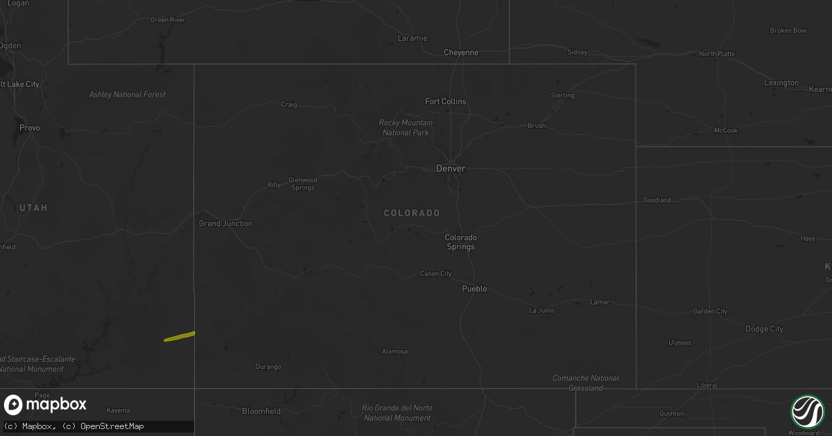Hail map in Colorado on October 7, 2015