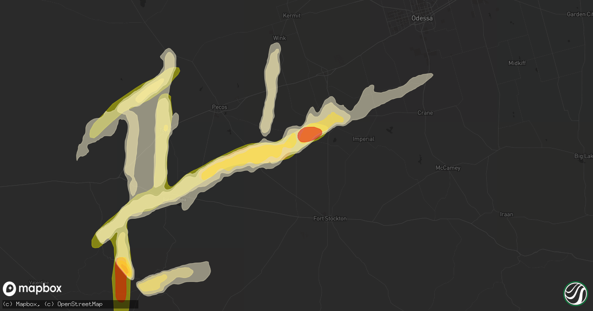 Hail map in Coyanosa, TX on October 7, 2015