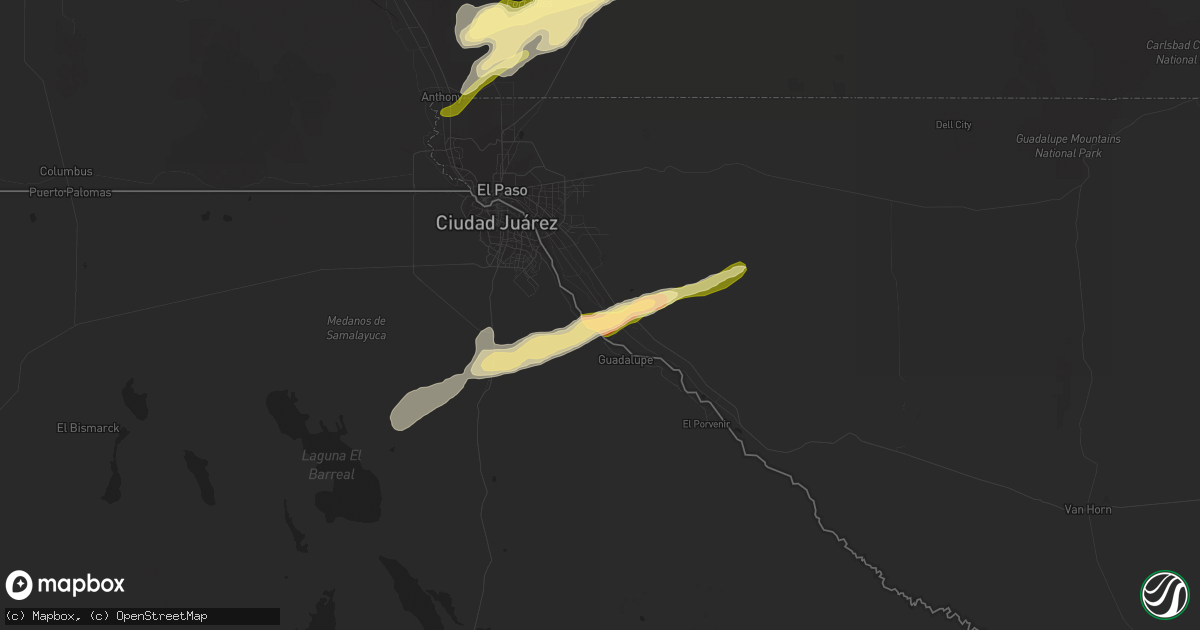 Hail map in Fabens, TX on October 7, 2015