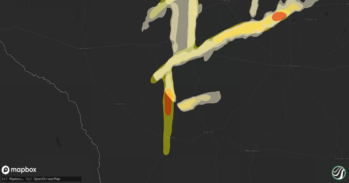 Hail map in Fort Davis, TX on October 7, 2015