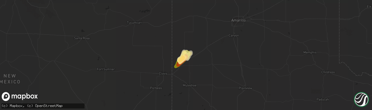 Hail map in Friona, TX on October 7, 2015