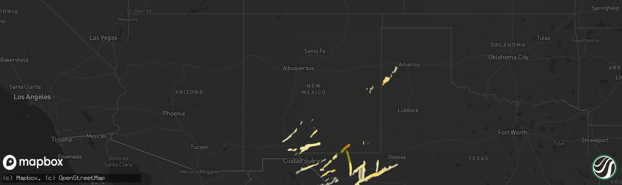 Hail map in New Mexico on October 7, 2015