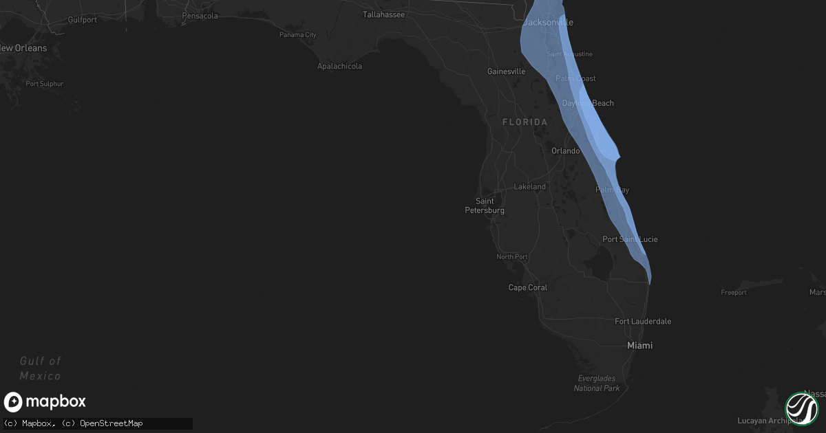 Hail map in Florida on October 7, 2016