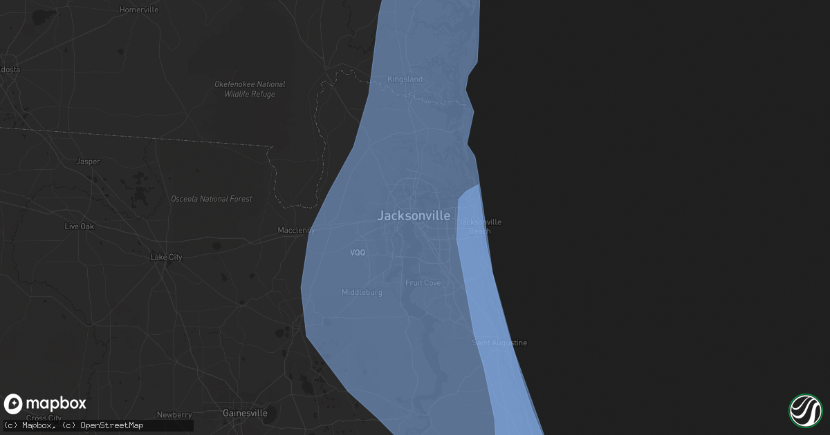 Hail map in Jacksonville, FL on October 7, 2016