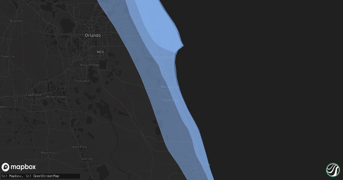 Hail map in Melbourne, FL on October 7, 2016