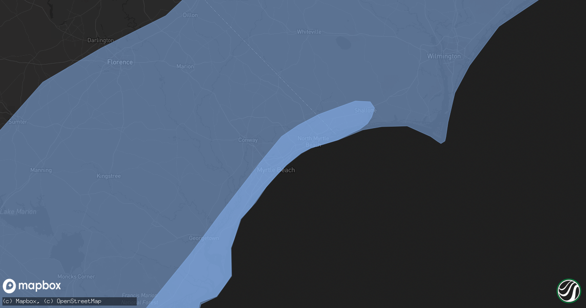 Hail map in Myrtle Beach, SC on October 7, 2016