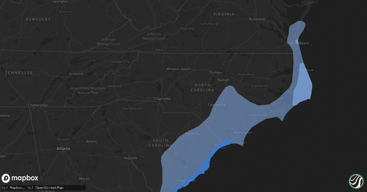 Hail map in North Carolina on October 7, 2016