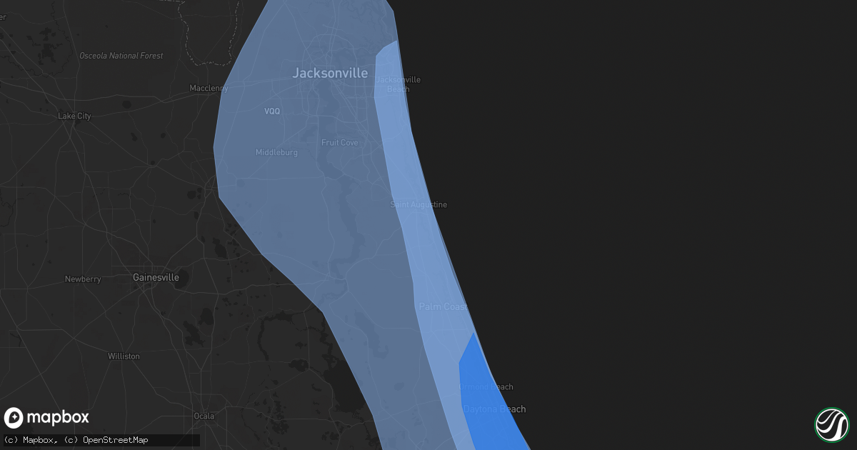 Hail map in Saint Augustine, FL on October 7, 2016
