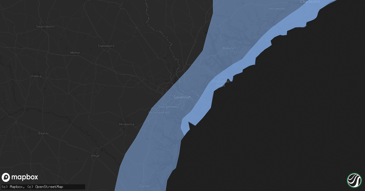 Hail map in Savannah, GA on October 7, 2016