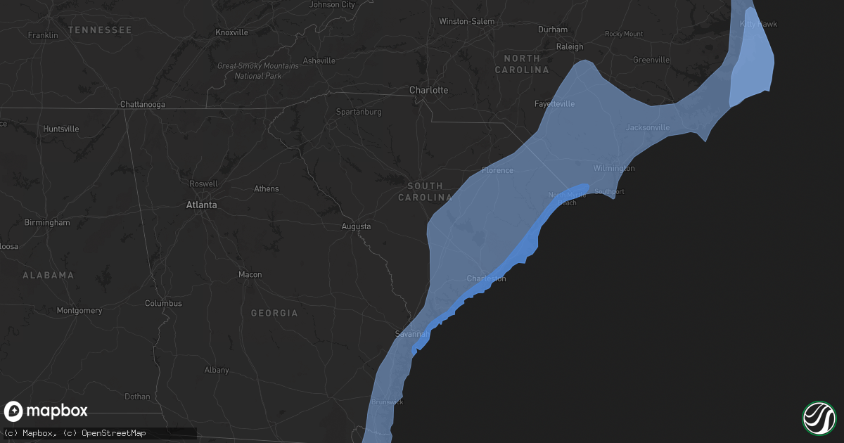 Hail map in South Carolina on October 7, 2016