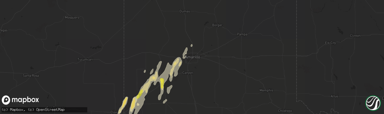 Hail map in Amarillo, TX on October 7, 2018