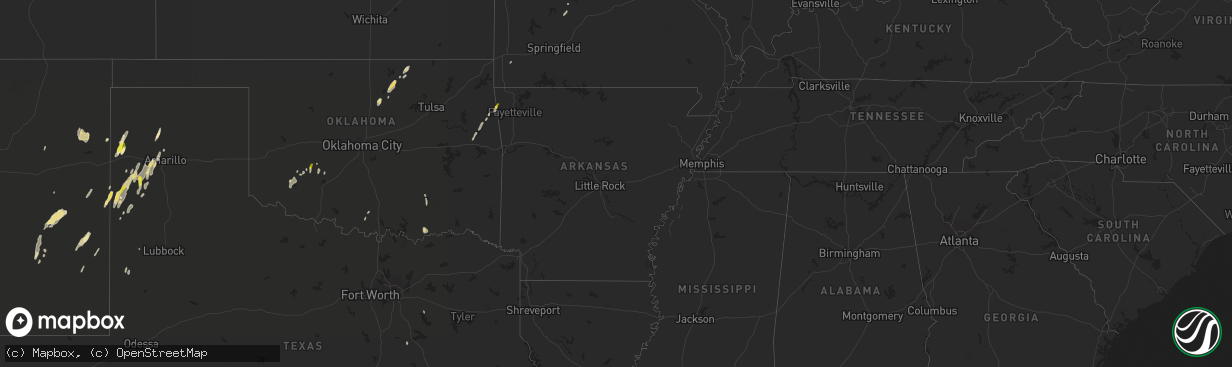 Hail map in Arkansas on October 7, 2018