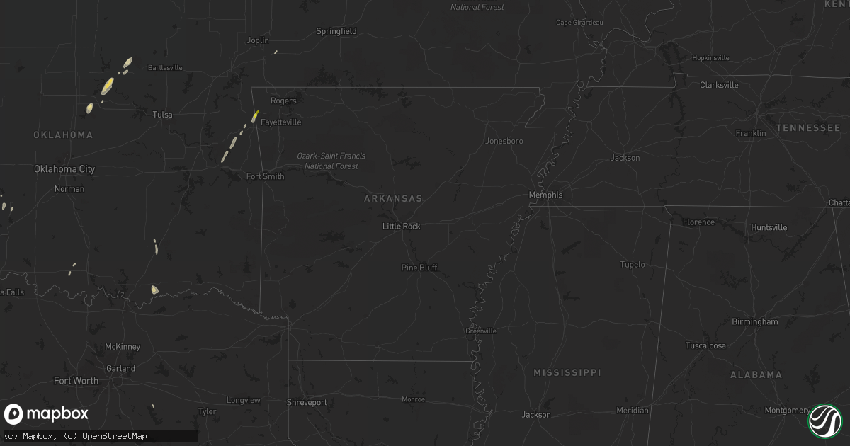 Hail map in Arkansas on October 7, 2018