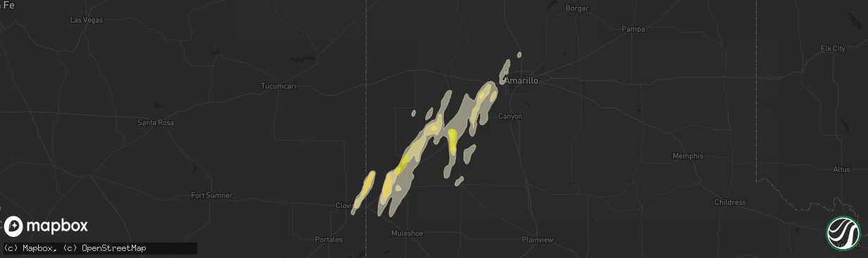 Hail map in Hereford, TX on October 7, 2018