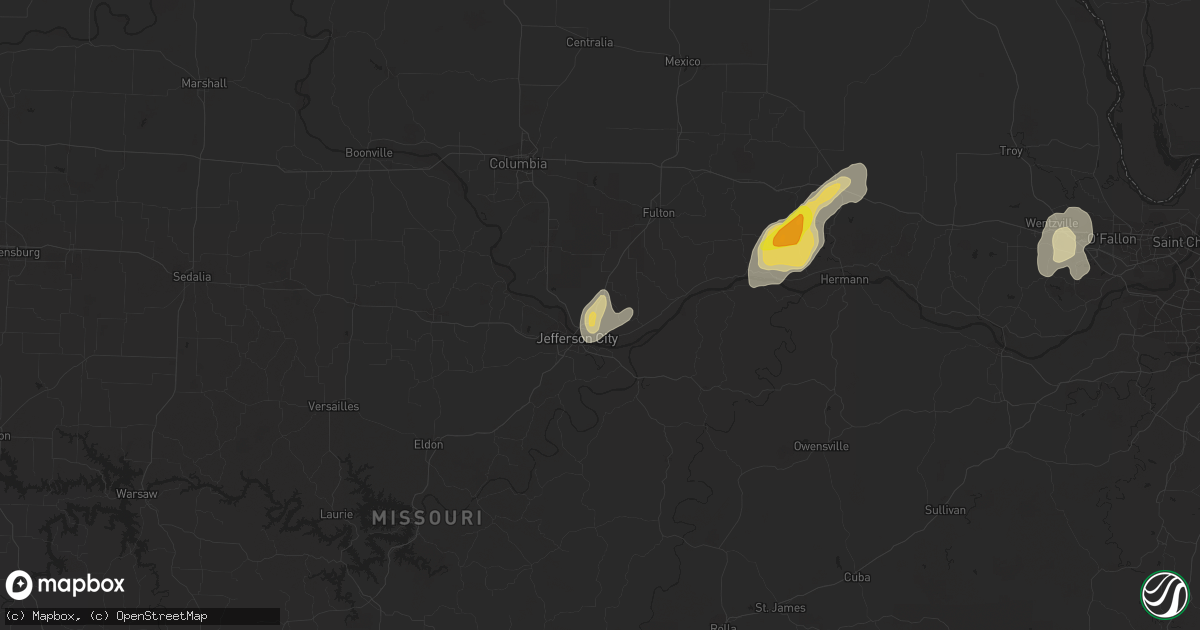Hail map in Holts Summit, MO on October 7, 2018