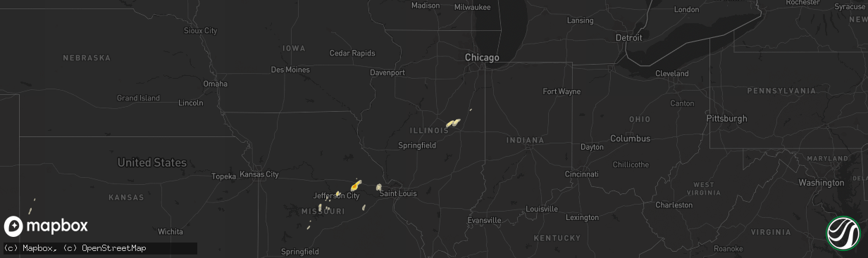 Hail map in Illinois on October 7, 2018