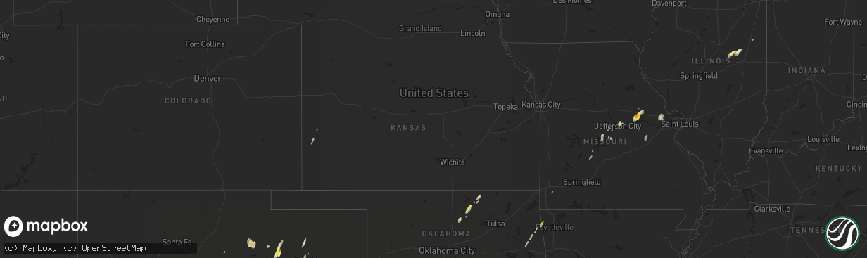 Hail map in Kansas on October 7, 2018