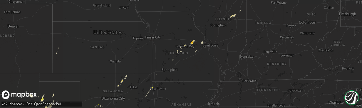 Hail map in Missouri on October 7, 2018