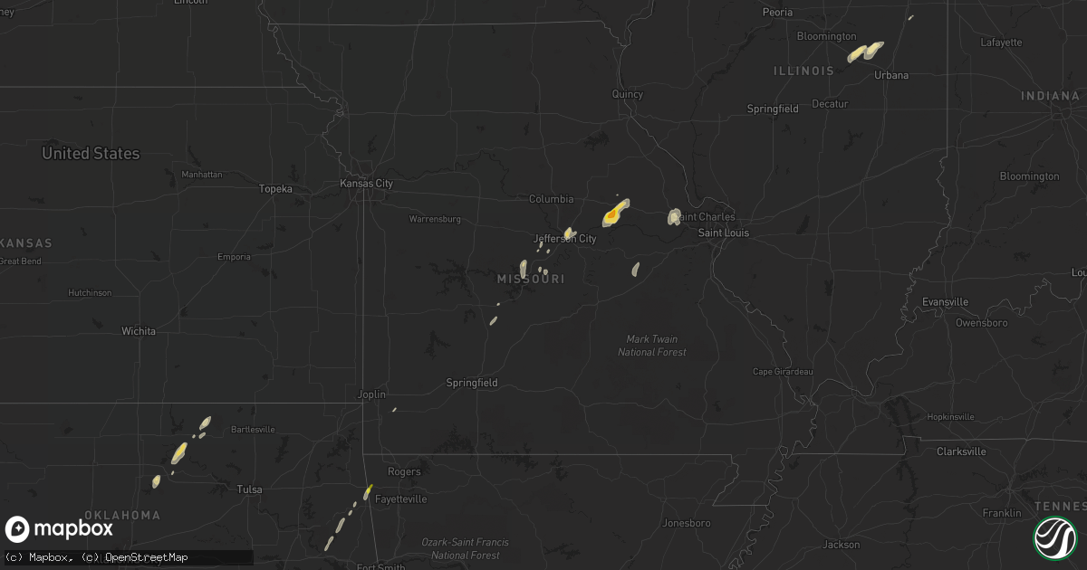 Hail map in Missouri on October 7, 2018