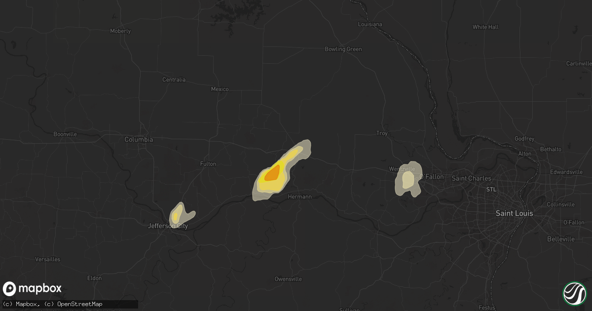 Hail map in New Florence, MO on October 7, 2018