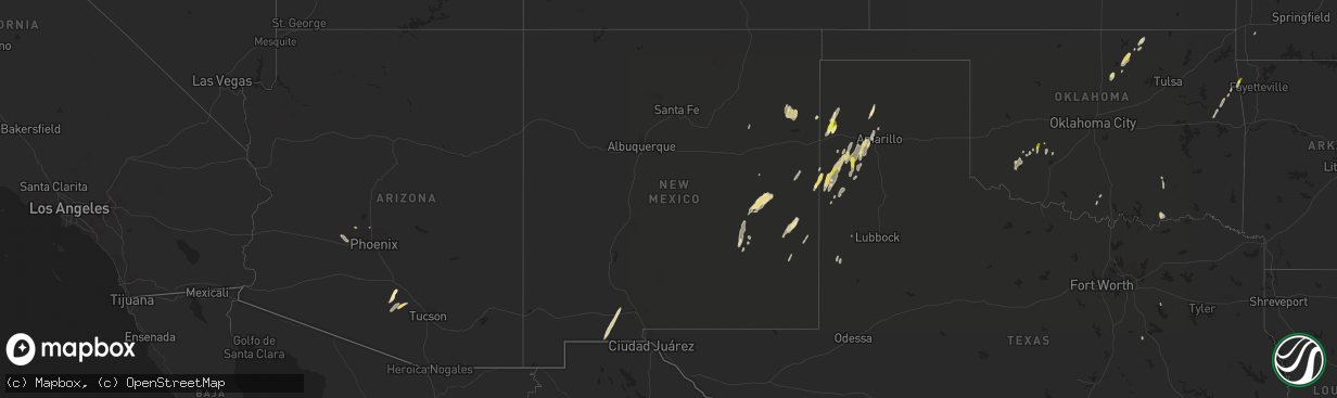 Hail map in New Mexico on October 7, 2018